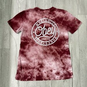 Obey Burgundy Tie-Dye Short Sleeve Tee